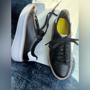 Cole Haan Black Leather Sneakers with White Heel Tab